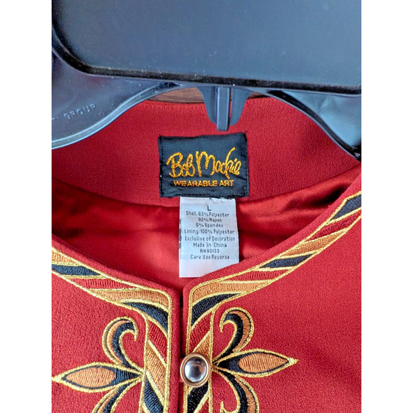 NWT BOB MACKIE WEARABLE ART Women's Burnt Orange Embroidered Jacket Sz LRG - Picture 6 of 7